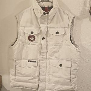 Canada Goose Off-White Quilted Down Vest with Icon Patch